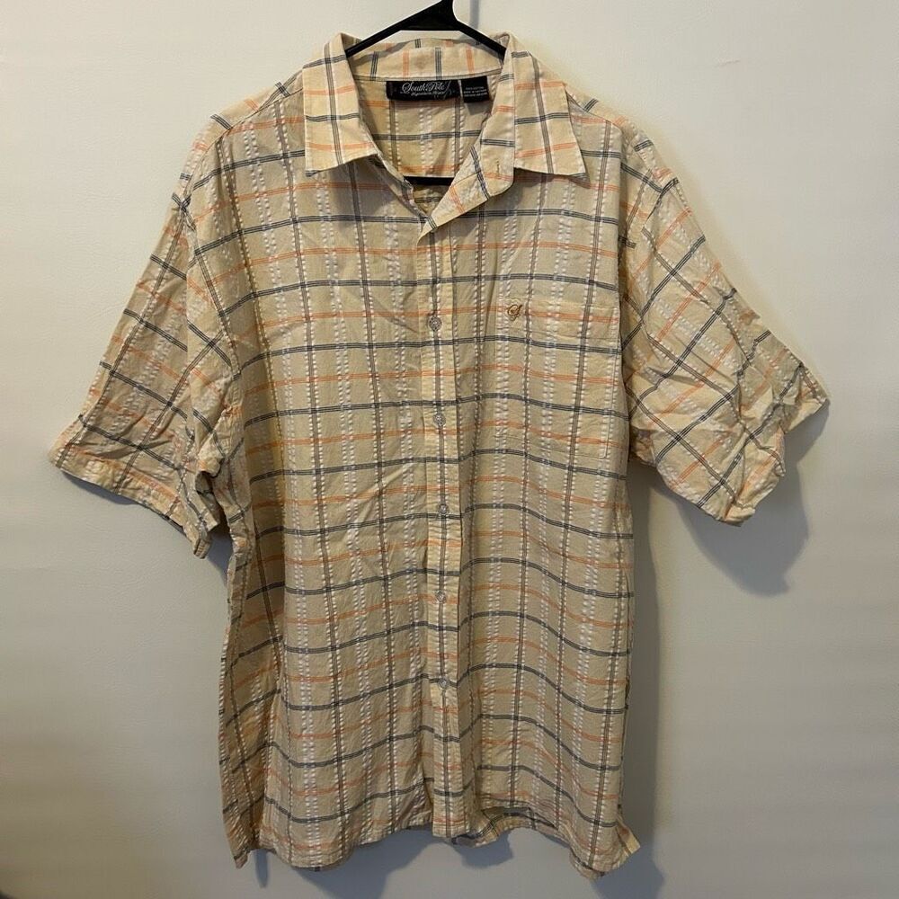 South Pole Signature Series Button Up Shirt Mens Sz XL Yellow/Blue beach coastal